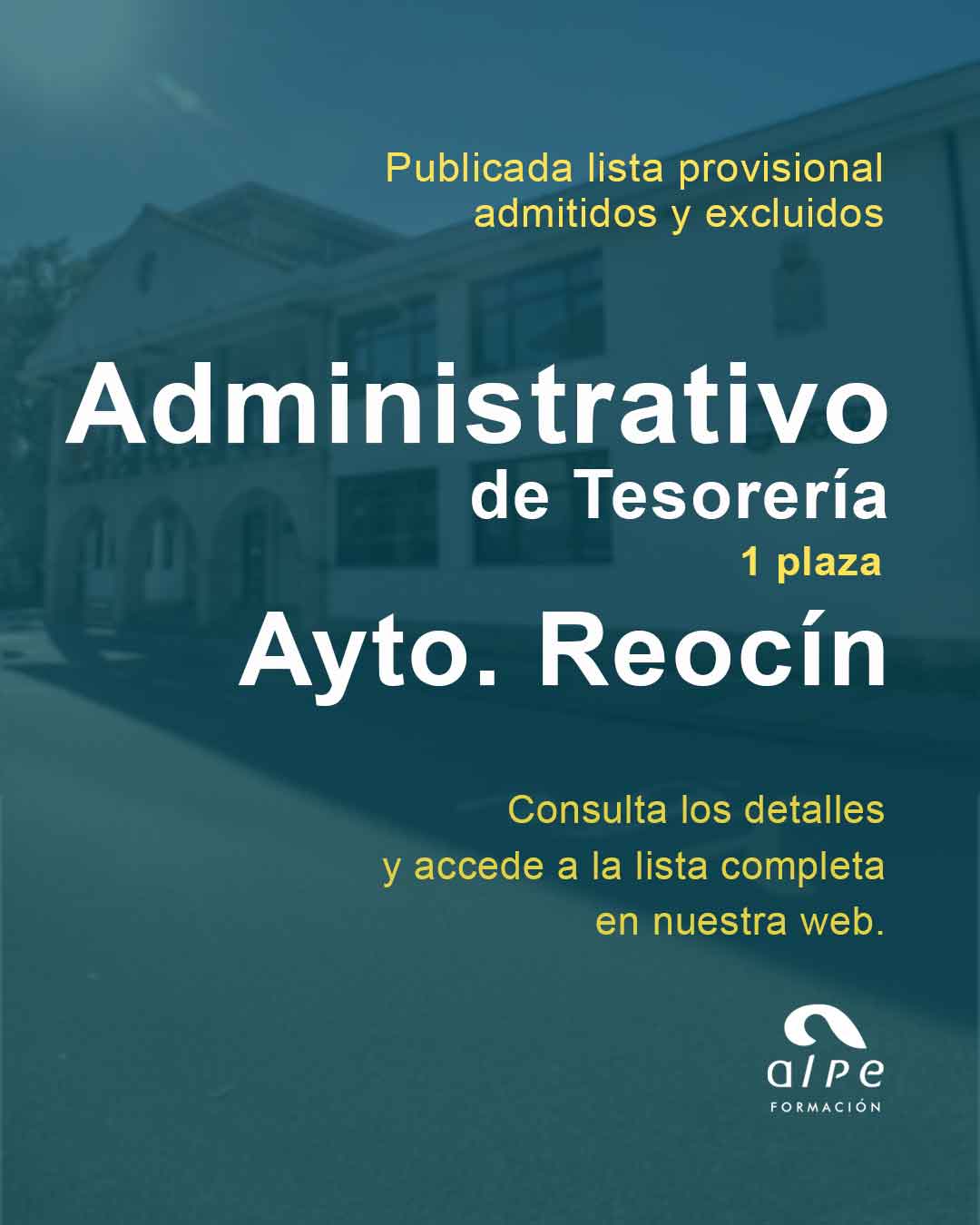 Lista Provisional Admitidos y Excluidos Administrativo/a en el Ayuntamiento de Reocín