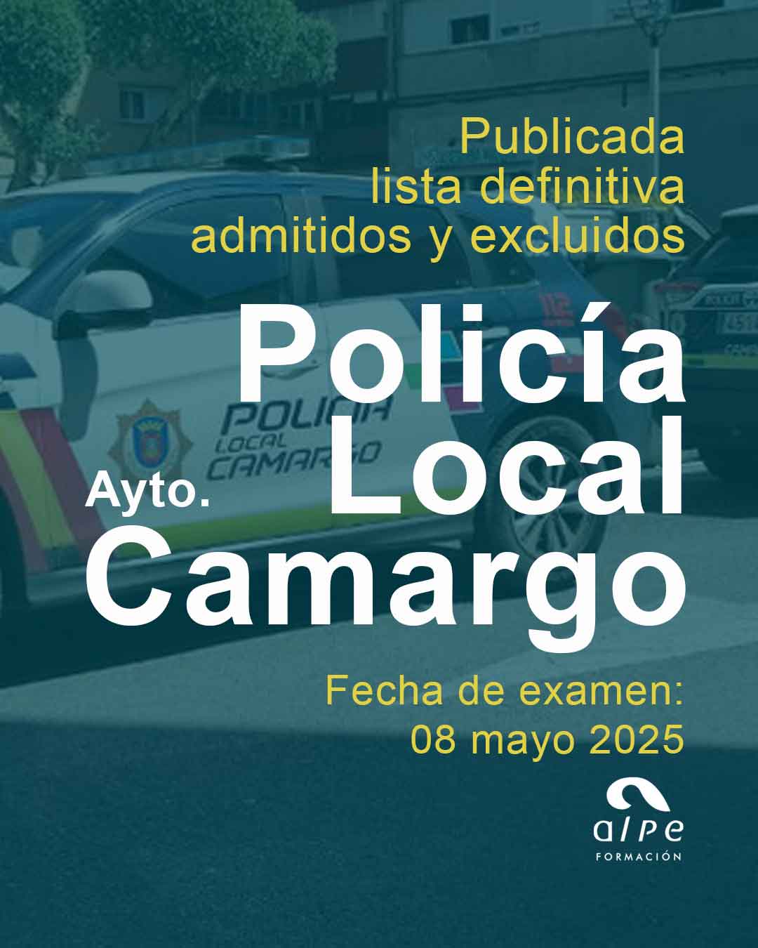 Publicada lista definitiva de admitidos y fecha examen 5 plazas policía local Camargo