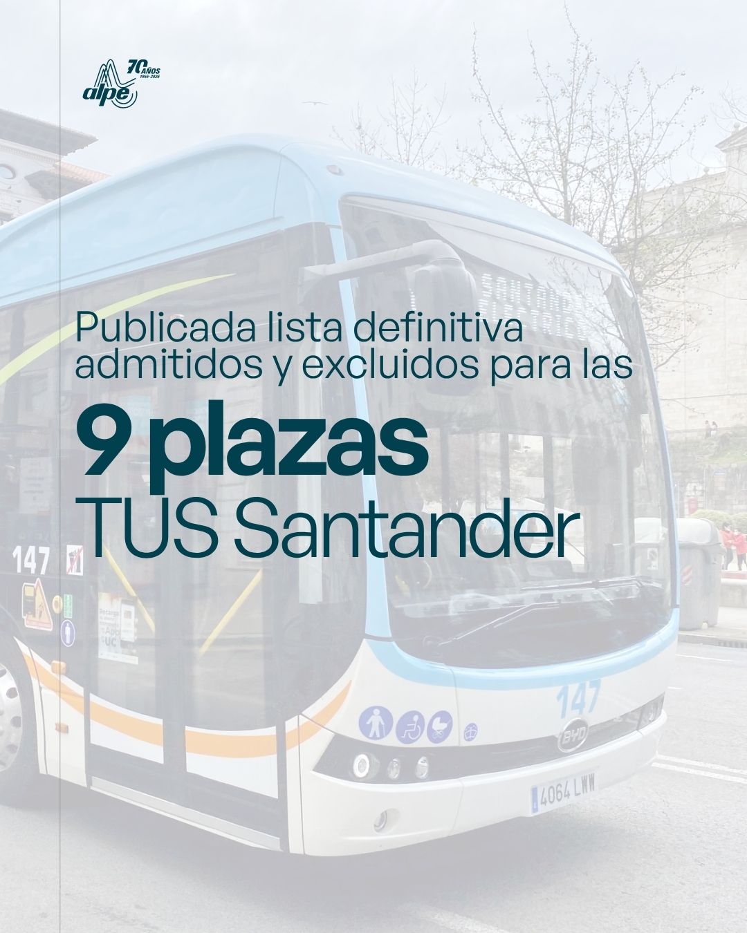 Publicada la lista definitiva de admitidos y excluidos para conductor-perceptor del TUS Santander 2026