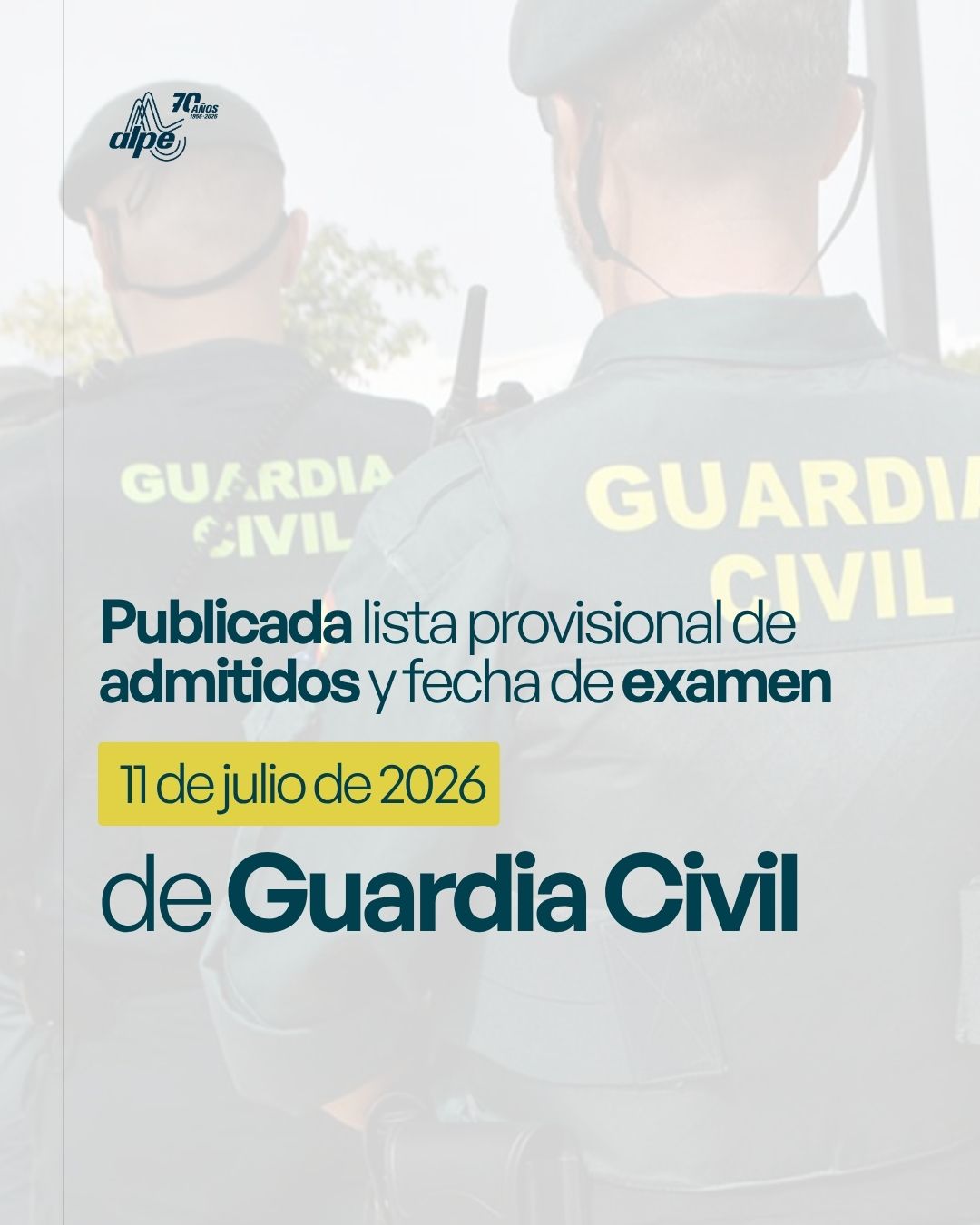 Guardia Civil 2026: publicada la lista provisional de admitidos y fecha del examen