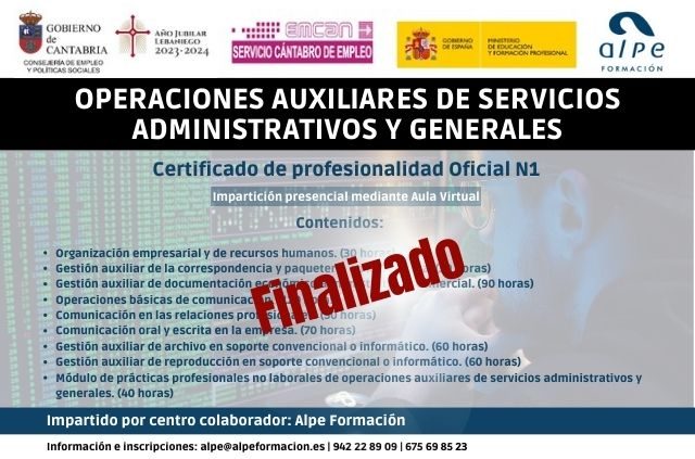 Operaciones Auxiliares de Servicios Administrativos y Generales Alpe Formación