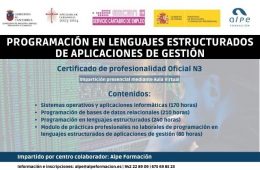 Certificado de profesionalidad oficial PROGRAMACIÓN EN LENGUAJES ESTRUCTURADOS DE APLICACIONES DE GESTIÓN